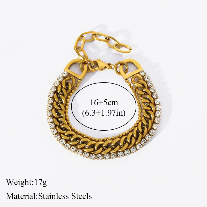 The Victoria Multi-Chain Crystal Bracelet - Gold