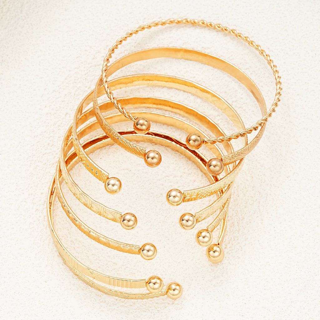 The Bazaar Stacking Bangle Set - Eclectic Gold Cuffs