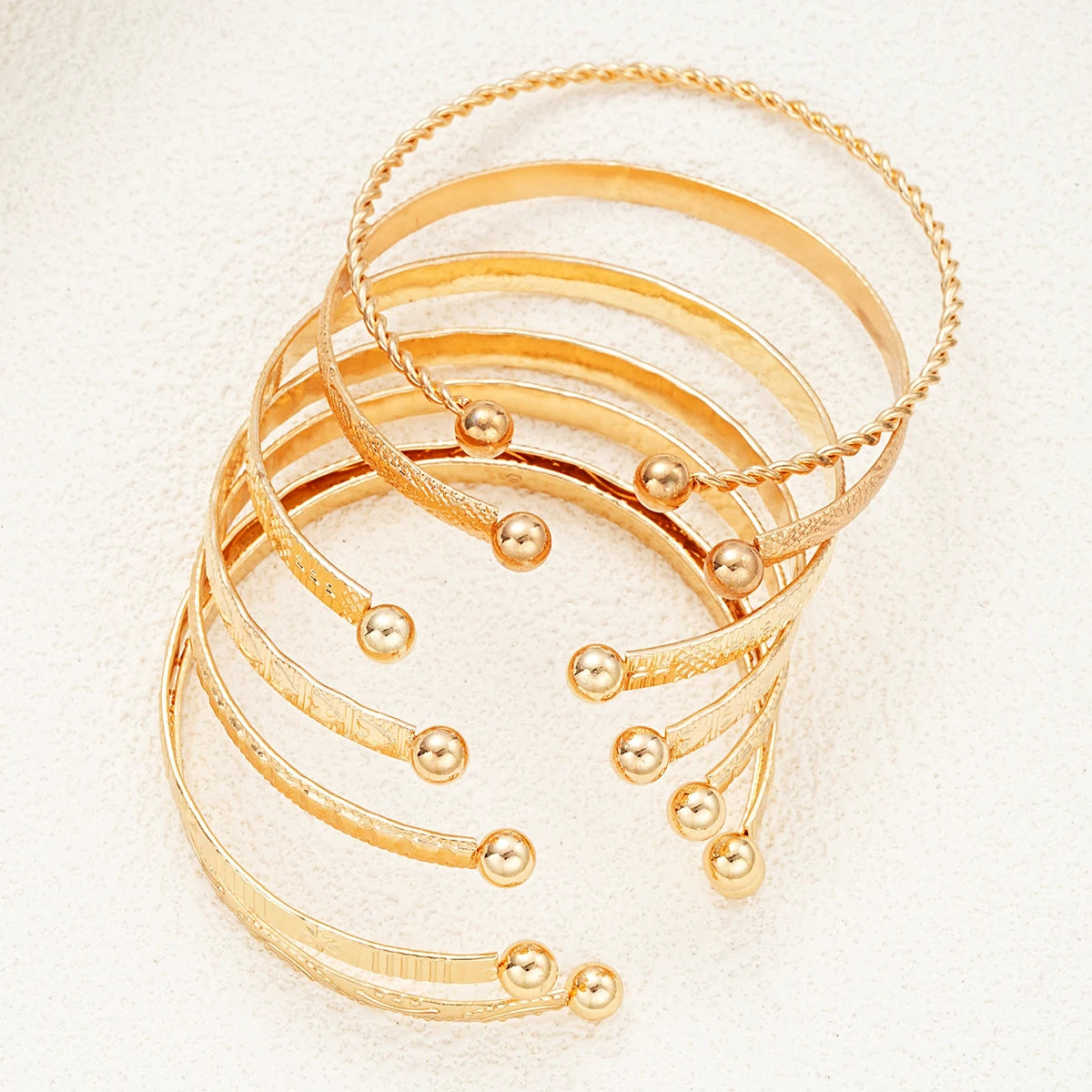 The Bazaar Stacking Bangle Set - Eclectic Gold Cuffs
