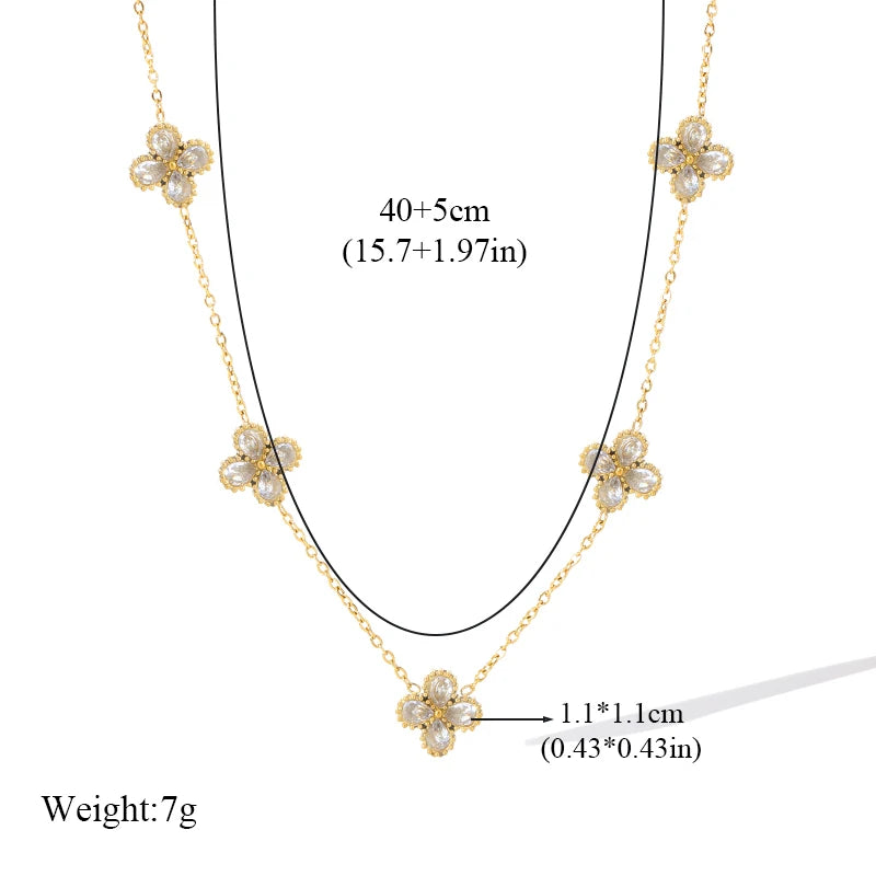 The Seraphina Pavé Crystal Clover Necklace - Gold