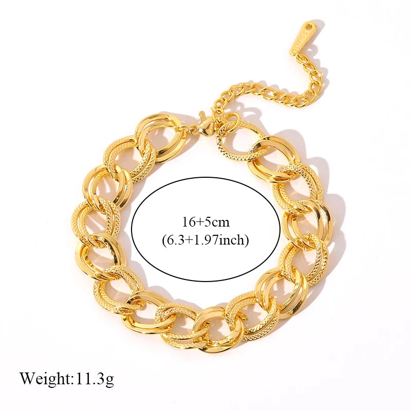 The Genevieve Textured Link Bracelet - Gold