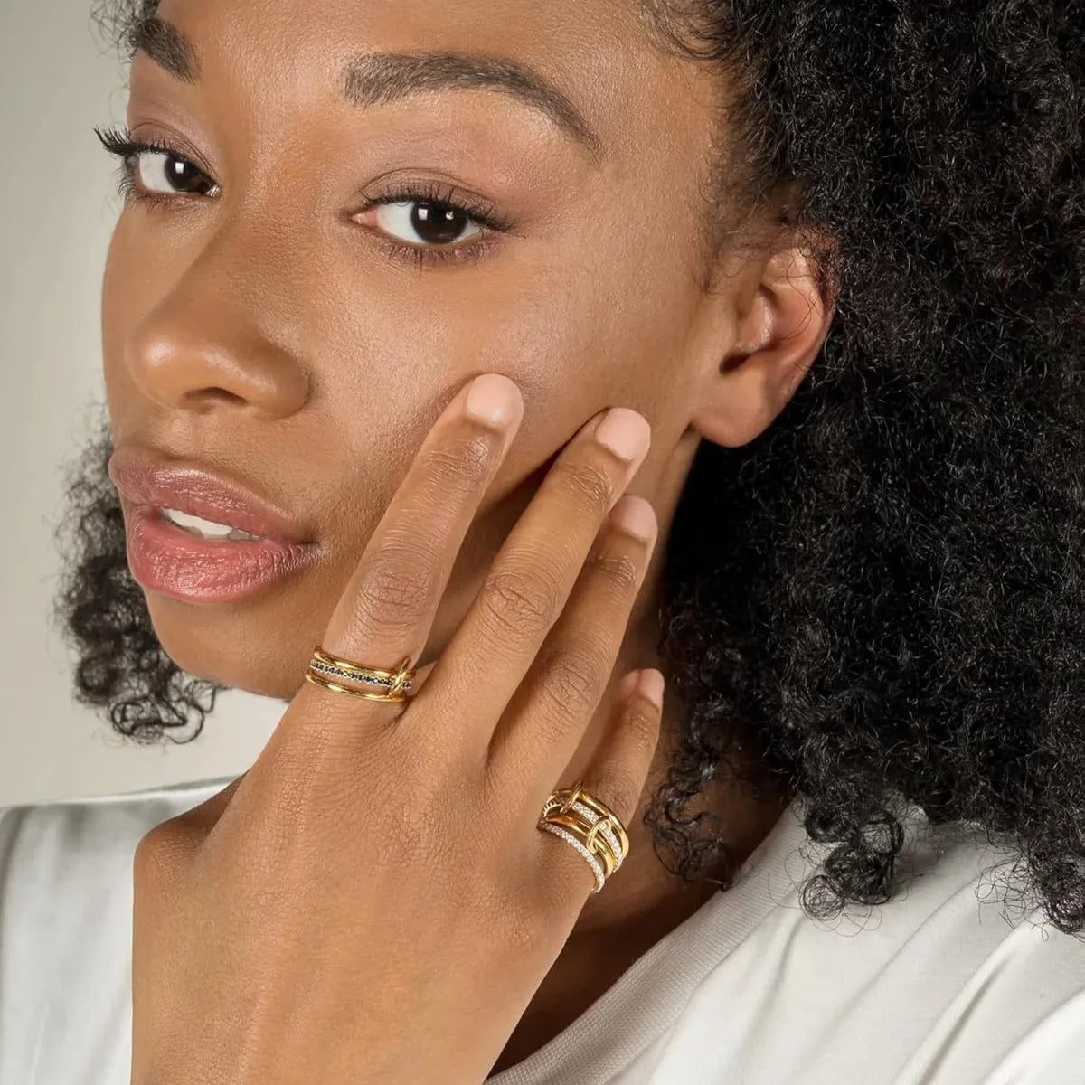 The Seraphina Multi-Band Statement Ring - Two-Tone & Crystal