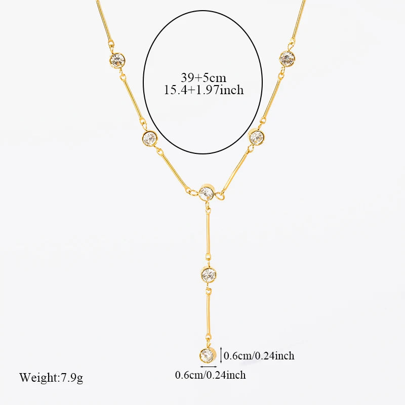 The Auden Crystal & Bar Lariat Necklace - Gold