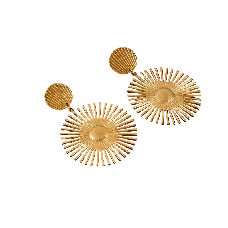 The Helia Sunburst Statement Earrings - Radiant Gold | Rosiri