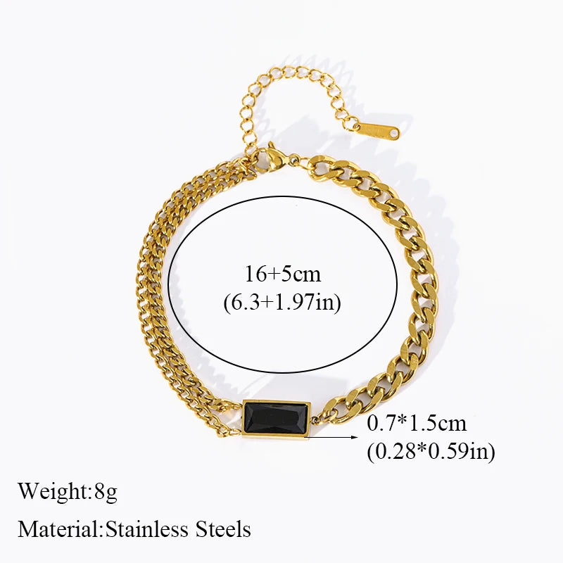 The Ravenna Black & Gold Chain Set - Necklace, Bracelet & Earrings | Onyx Black