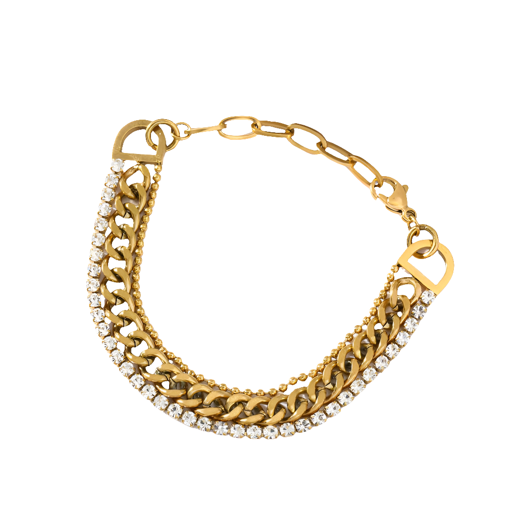 The Victoria Multi-Chain Crystal Bracelet - Gold